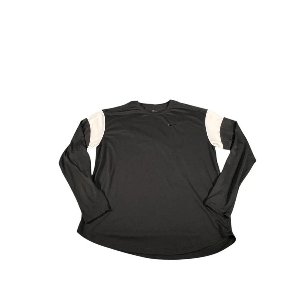 Nike DRI-FIT Women's M DRY Long Sleeve JUST DO IT Crew Tee Black White 930285
